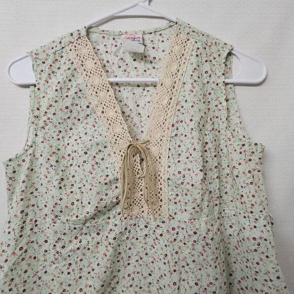 Womens Sz Small B Sport Maternity 100% Cotton Floral Blouse Light Green Boho - Picture 3 of 7
